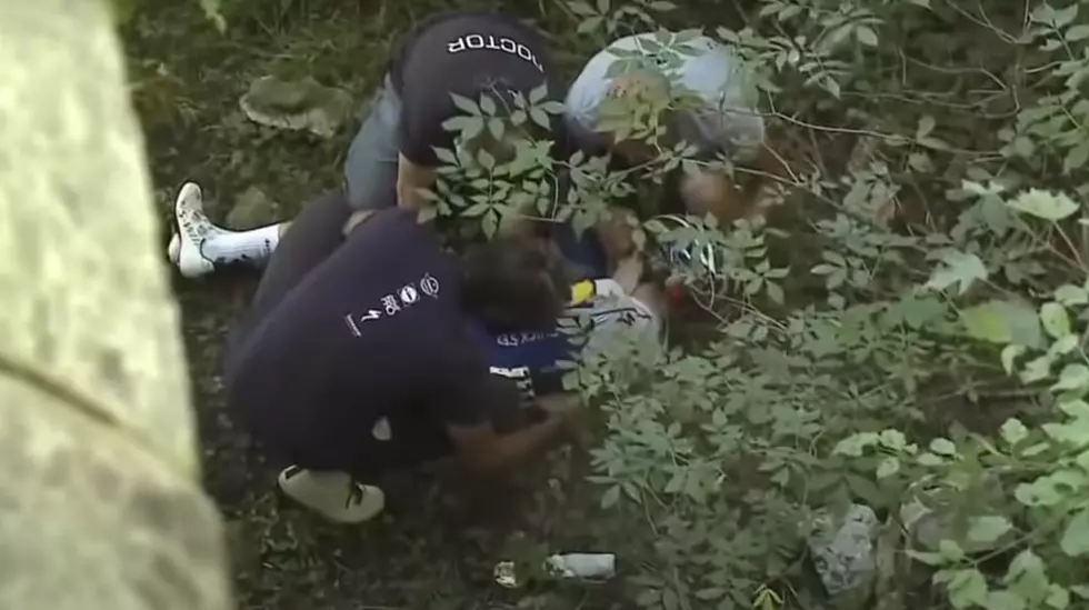 Cyclist Fell off a Bridge And Fractured His Crotch During A Race (VIDEO)