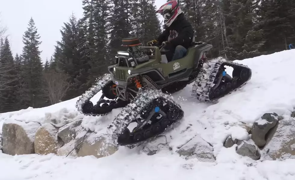 Power Wheels Jeep Fitted with Snow Tracks