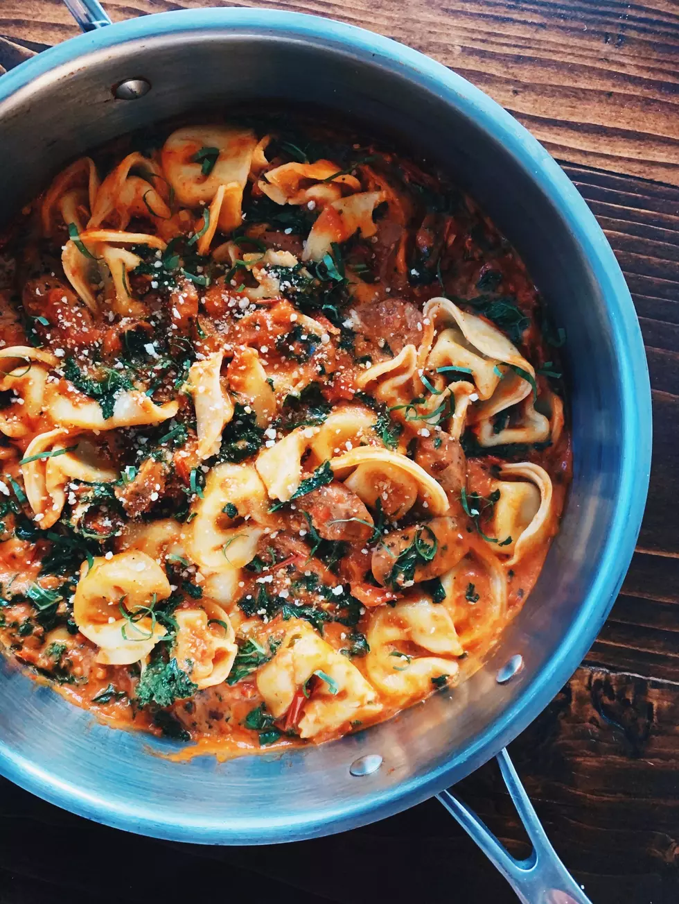 The Hangry Iowa Foodie: Tomato & Chicken Sausage Tortellini Skillet