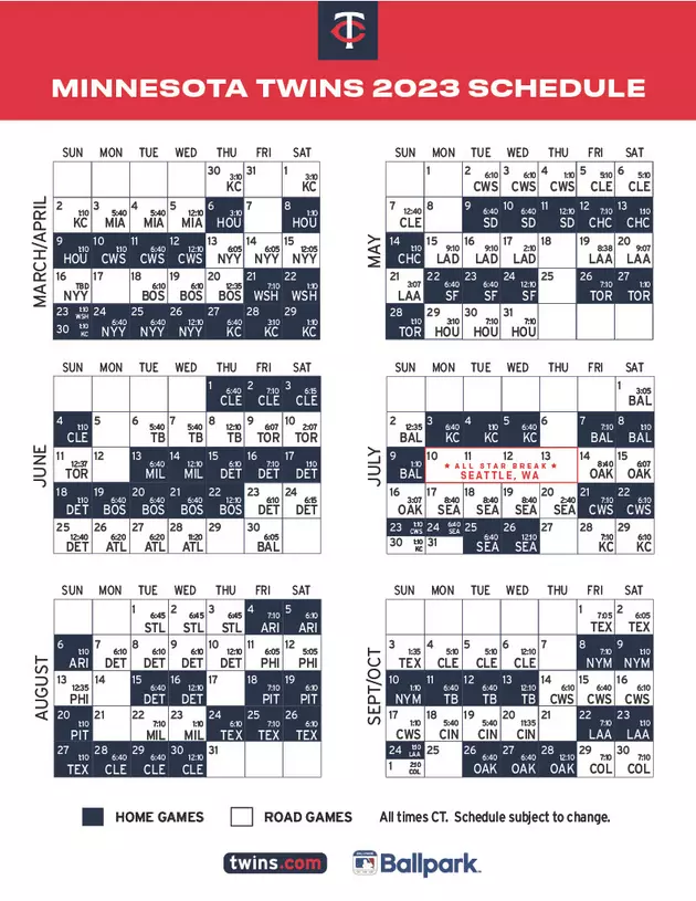 Here's the 2023 Minnesota Twins Schedule