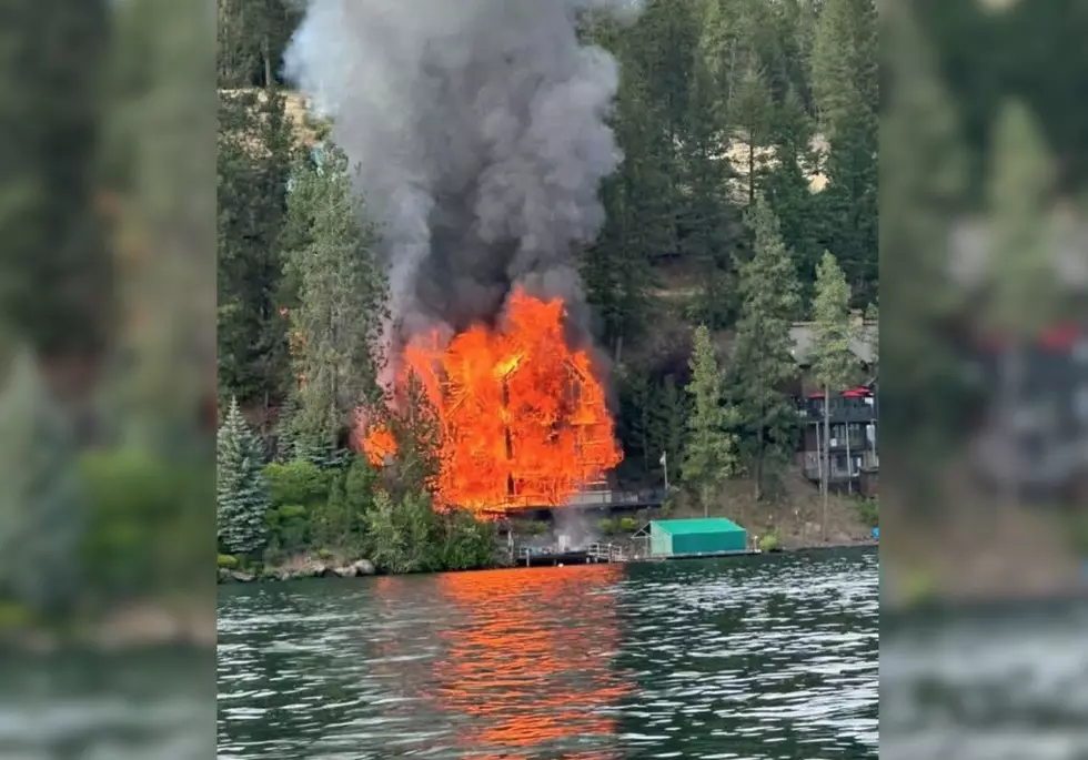 Dramatic Photos Show Fire Engulfing Idaho Lakeside Home