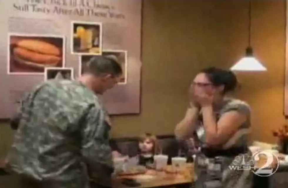 Returning Soldier Surprises Wife at Chik-Fil-A