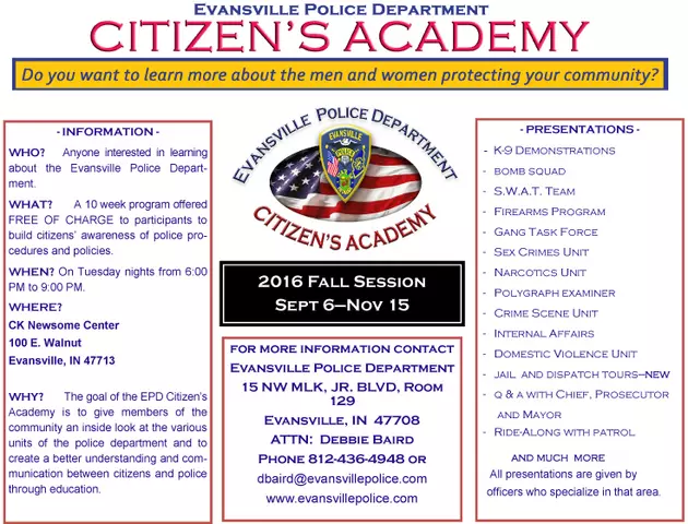 Evansville Police Department Accepting Registrations for Fall Citizens Academy