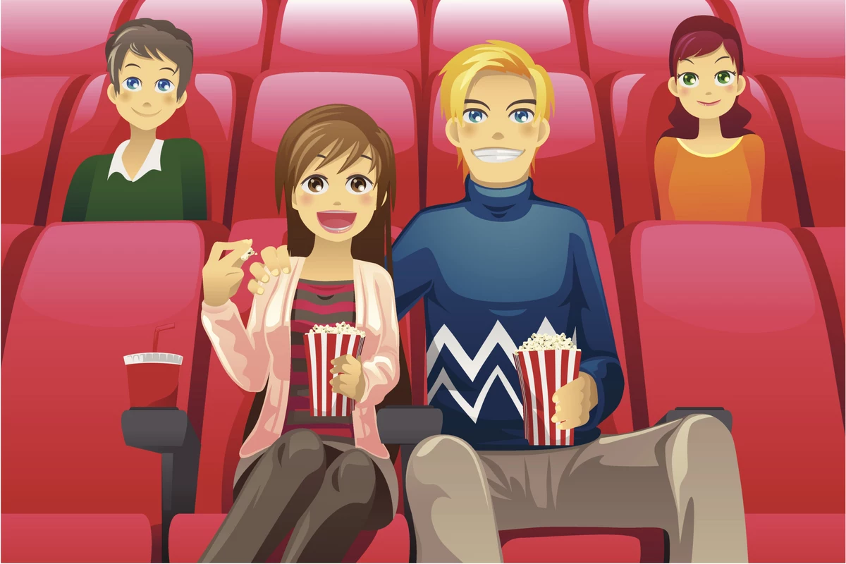 Мультяшная семья в кинотеатре