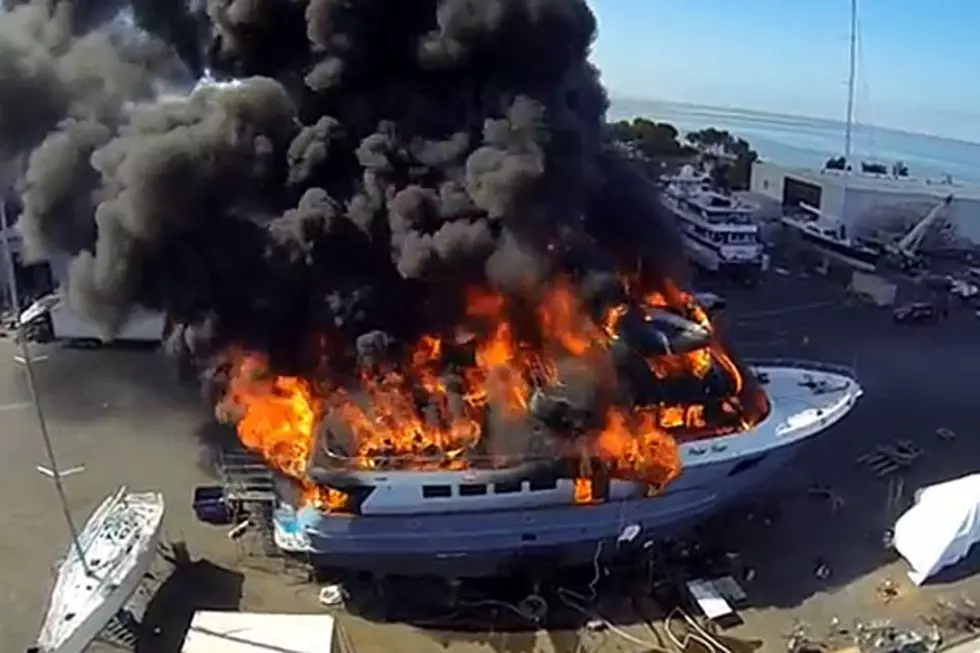 Drone Shows Yacht Bursting in Flames [VIDEO]