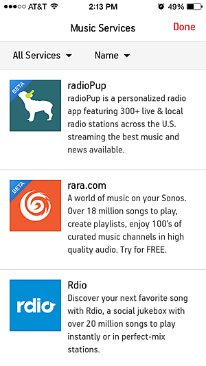 radioPup App for Sonos Music