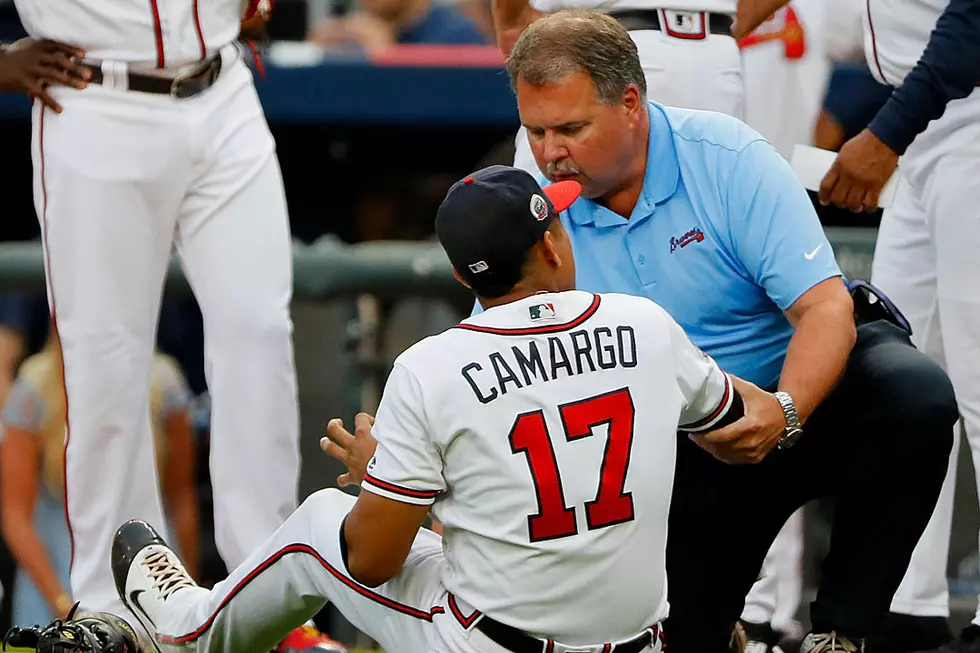 Clumsy Braves Rookie Injured Running Onto Field