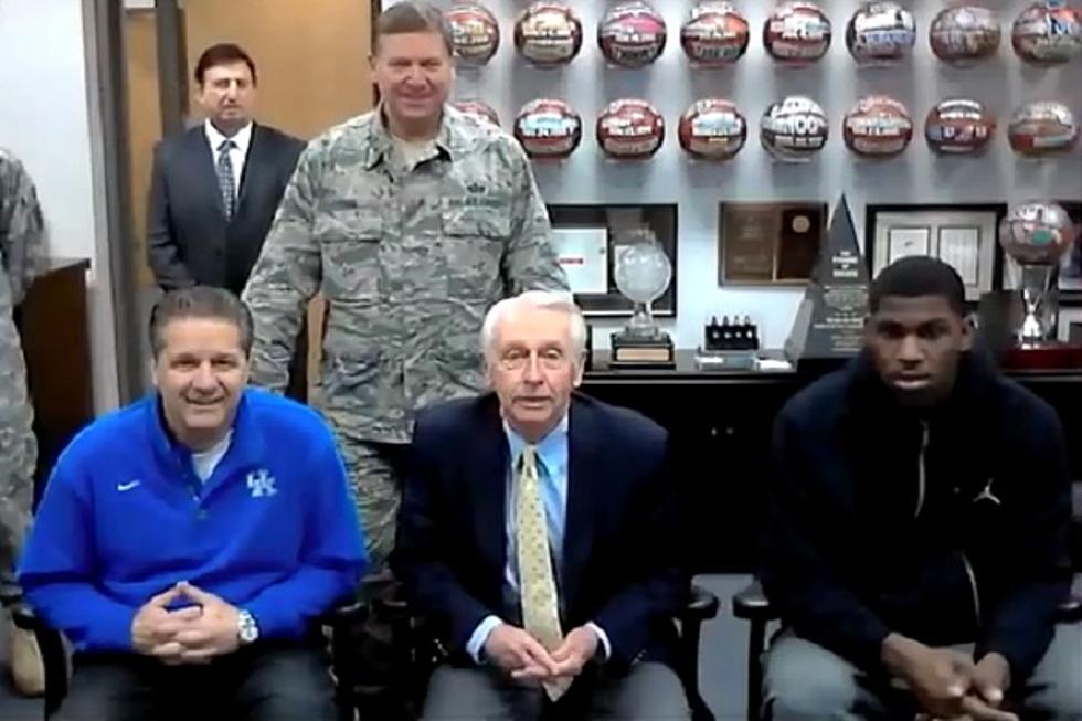 Coach Cal and the Wildcats Join Governor Steve Beshear for a Skype Message to Kentucky Guardsmen [VIDEO]
