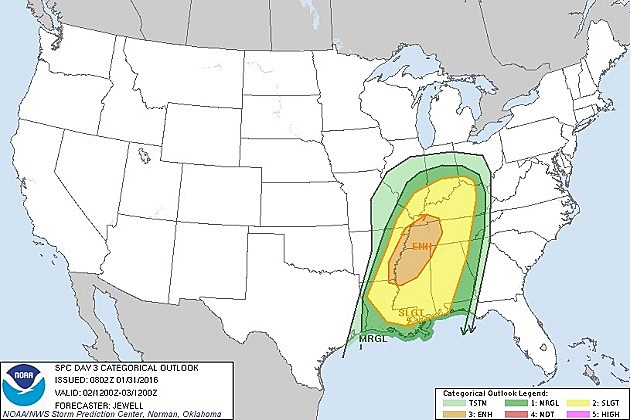 Slight Risk for Severe Weather Expected Tuesday