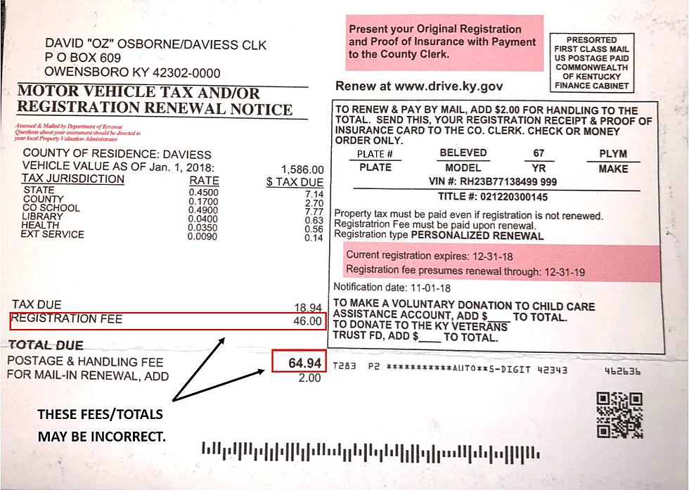 Your Kentucky Motor Vehicle Registration Renewal May Be Incorrect