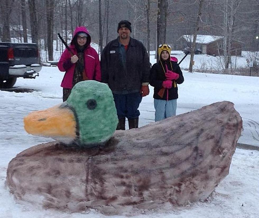 Ohio County Man and His Daughters Sculpt a Snow Duck