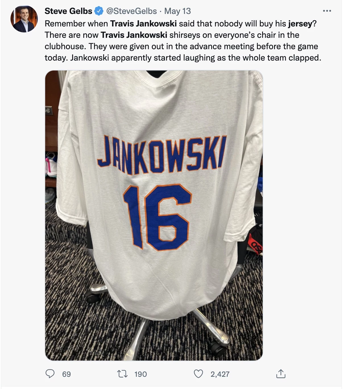 Mets players wear Travis Jankowski jerseys
