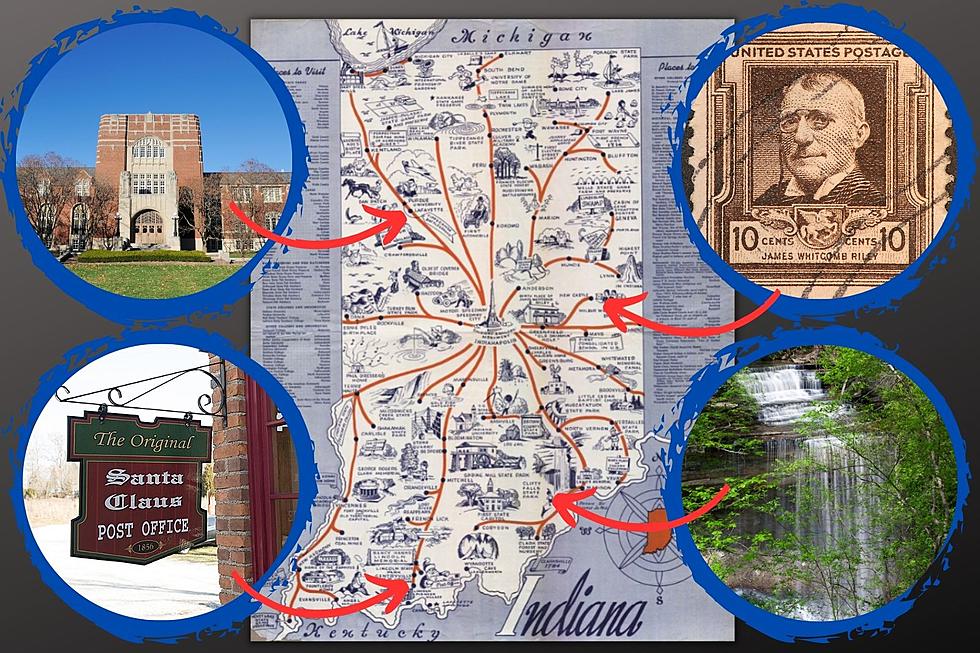 Vintage Map Highlights 1940's Indiana Landmarks & Attractions