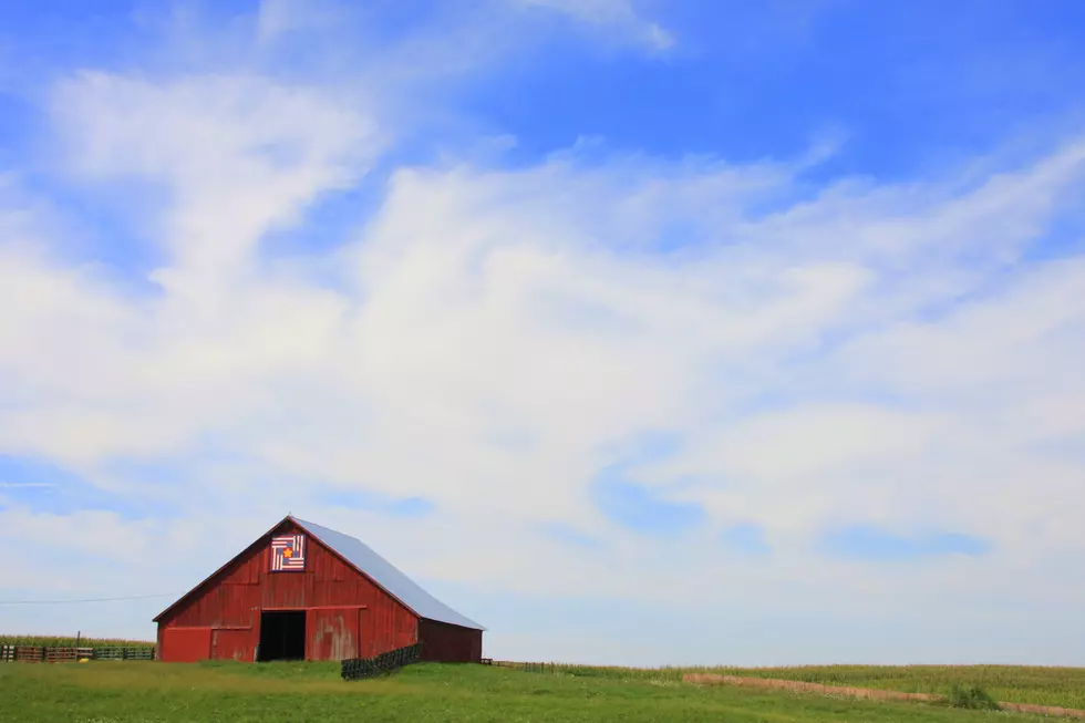 Rustic Barn and Barn Quilt Under the Iowa Sky