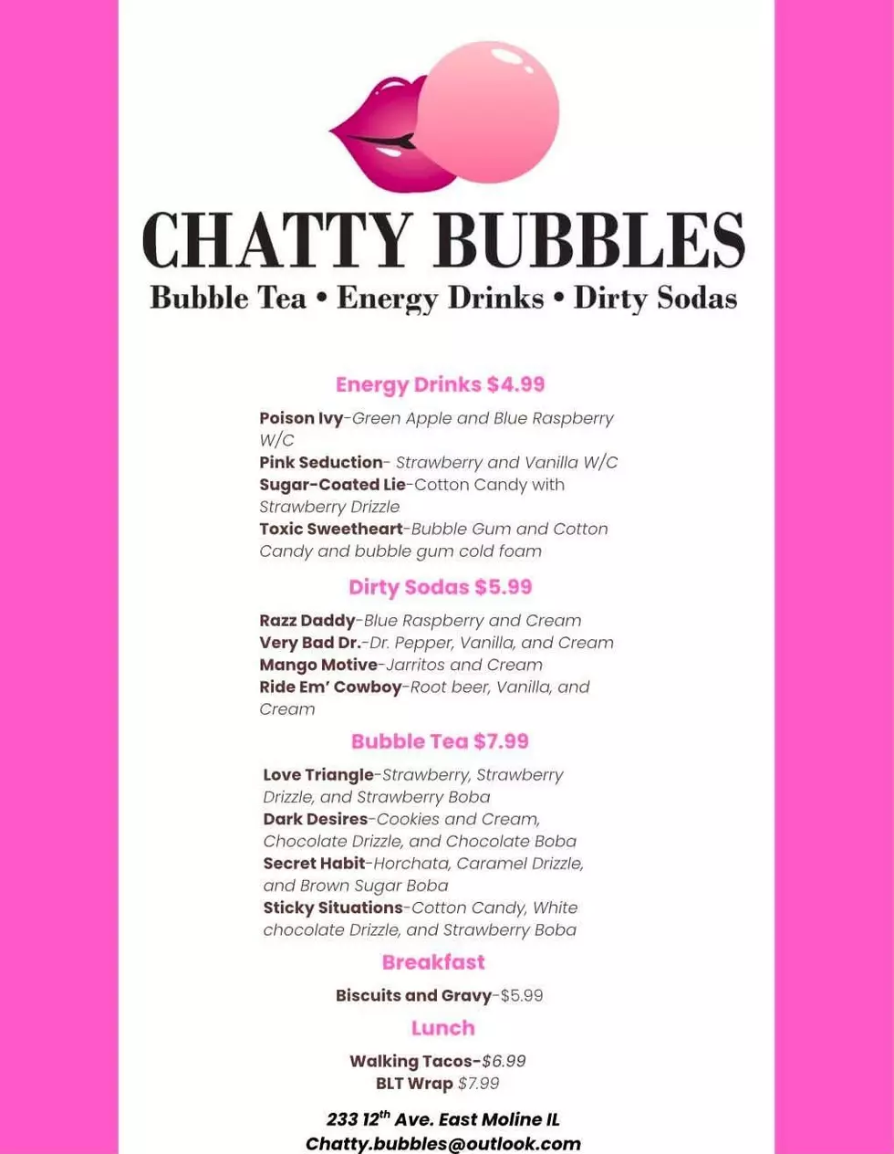 Chatty Bubbles Menu