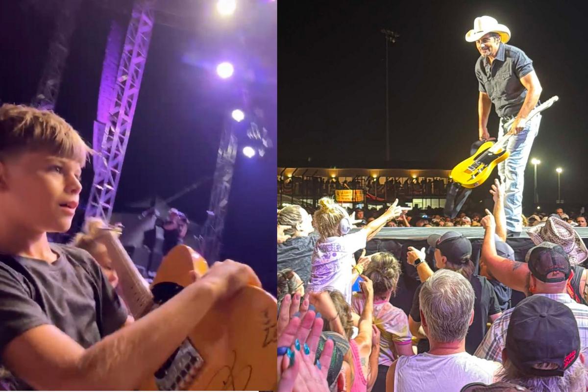 Brad Paisley Gave Two Kids Signed Guitars During His Concert In Davenport Iowa