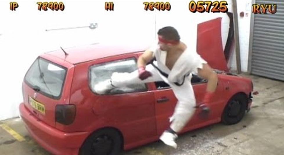 Guy Destroys Car in Real Life Street Fighter Bonus Round [VIDEO]