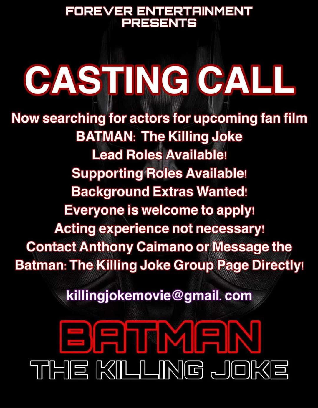 Upstate New York Fan Film Casting Call Want to Be Batman