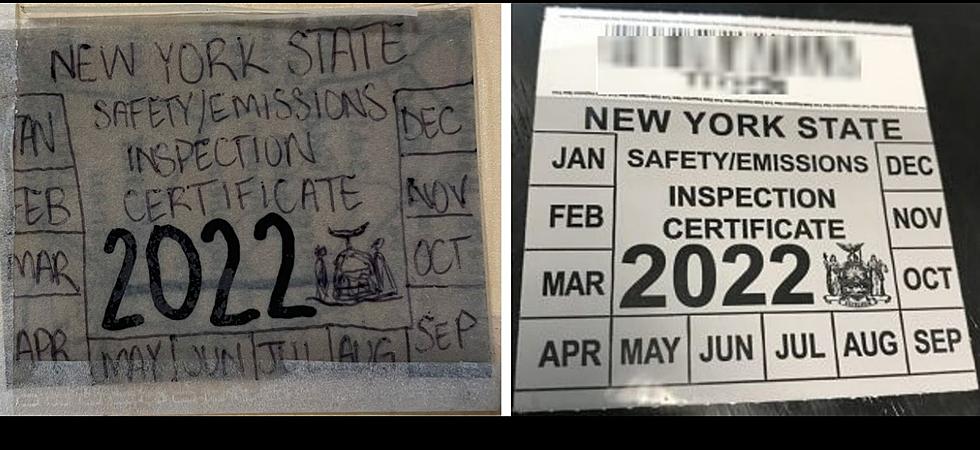 Mechanicville Police Nab Driver with Hand Drawn Inspection Sticker