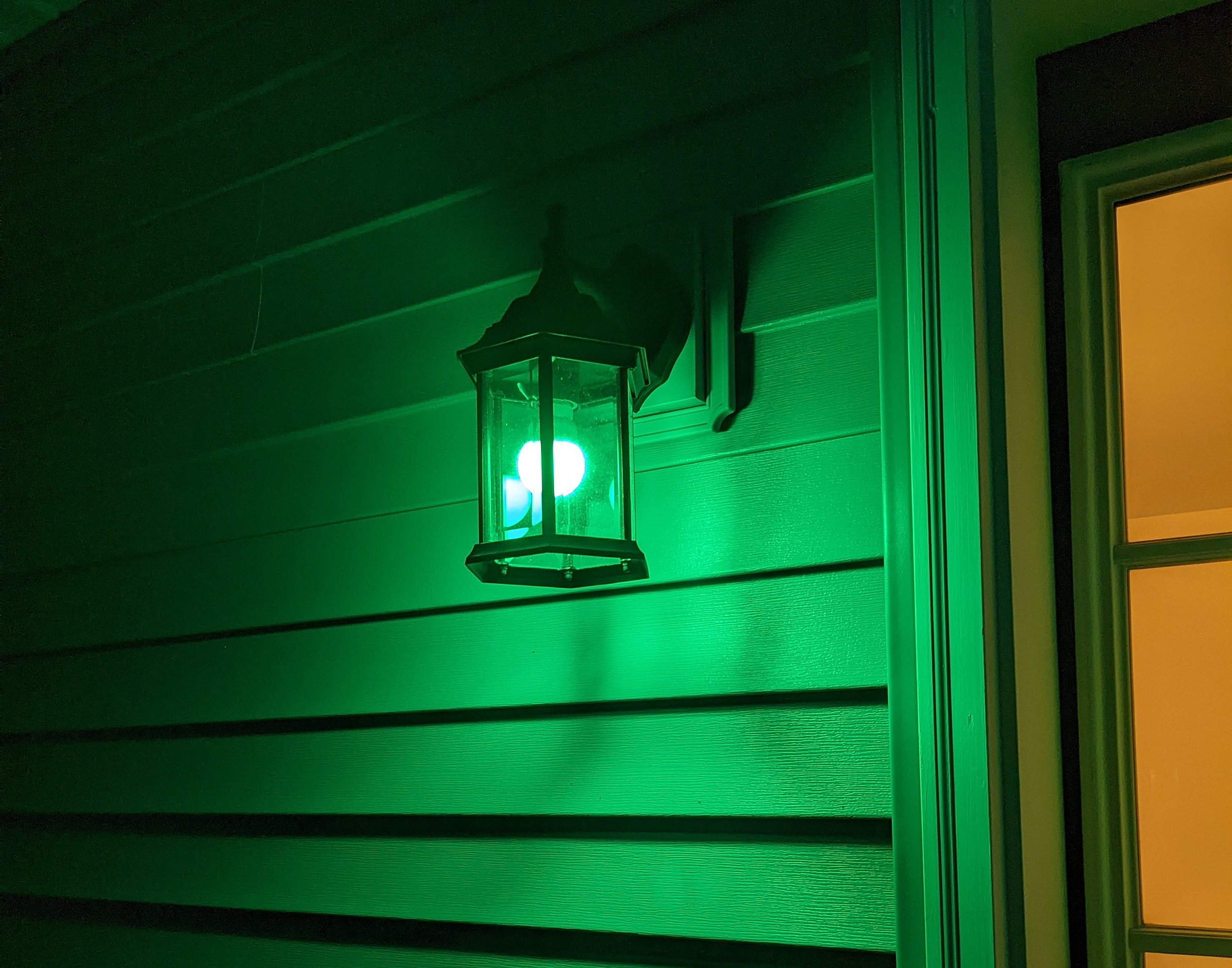 colored porch light