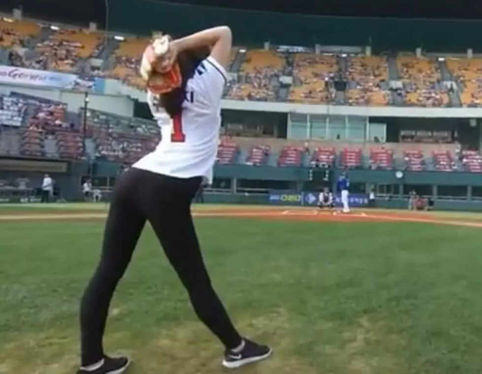 Rhythmic Gymnast Throws The Best Opening Pitch Ever! [VIDEO]