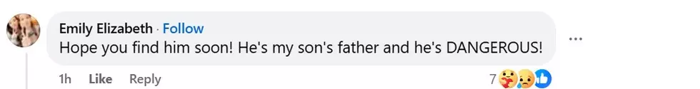 A woman claiming to be the mother of Shatraw's son wrote this on the NYSP Facebook page. Photo: NYSP Facebook