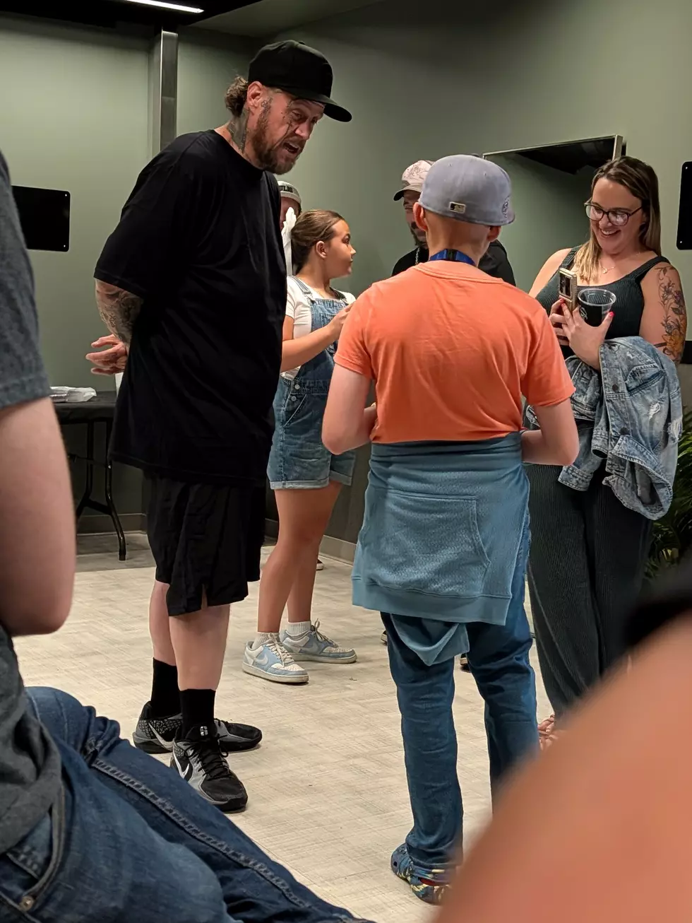 Jelly Roll chats with 13-year-old Mason (Glens Falls) and family at SPAC before he took the stage. Photo: Chrissy Cavotta TSM Albany
