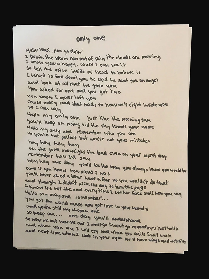 Read Kanye West's Handwritten Lyrics To “Only One” - XXL