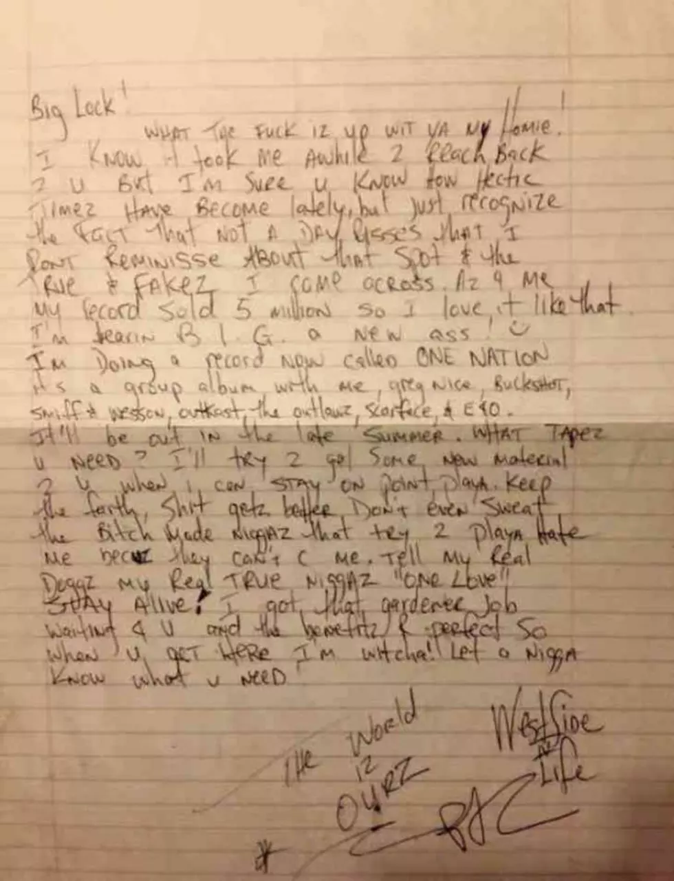 Tupac Shakur&#8217;s Newly Found Handwritten Letters Reveal He Wanted To Unify The East And West Coast