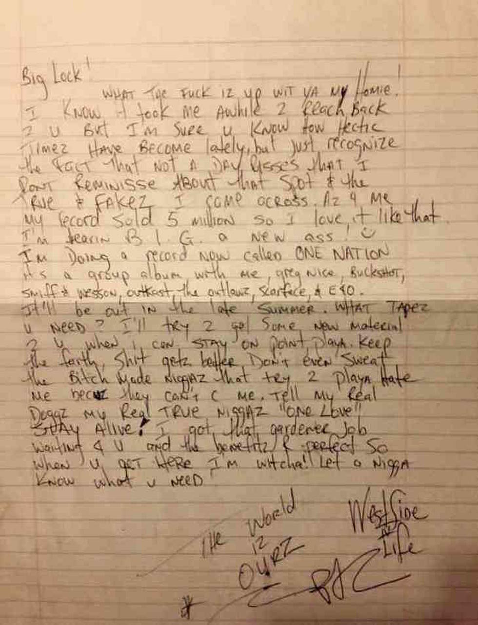 Tupac Shakur’s Newly Found Handwritten Letters Reveal He Wanted To Unify The East And West Coast