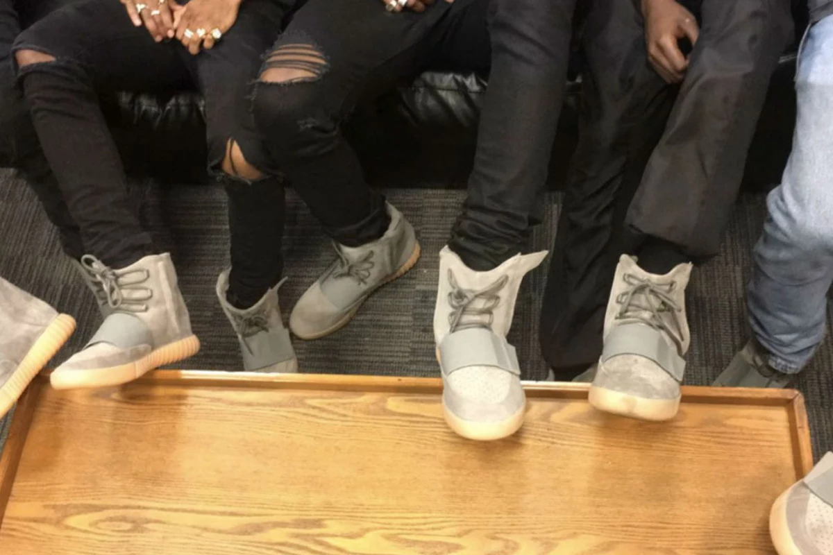 Kanye West and G.O.O.D. Music Members Show Off New Adidas Yeezy Boost 750  Grey/Gum at Summer Jam 2016 - XXL