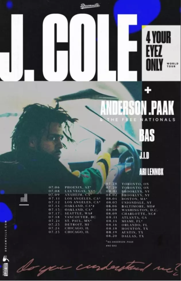 J. Cole Shares New Dates for 4 Your Eyez Only Tour Featuring Anderson .Paak, Bas and More