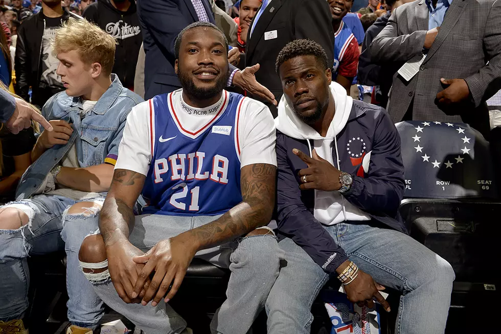 Meek Mill Celebrates Release From Prison at Philadelphia 76ers Game