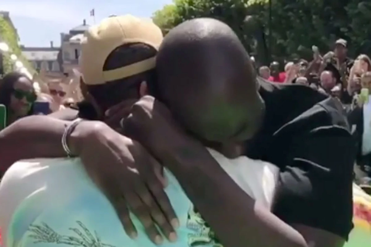 Kanye West & Virgil Abloh Reunite for Emotional Moment at Louis Vuitton  Show in Paris