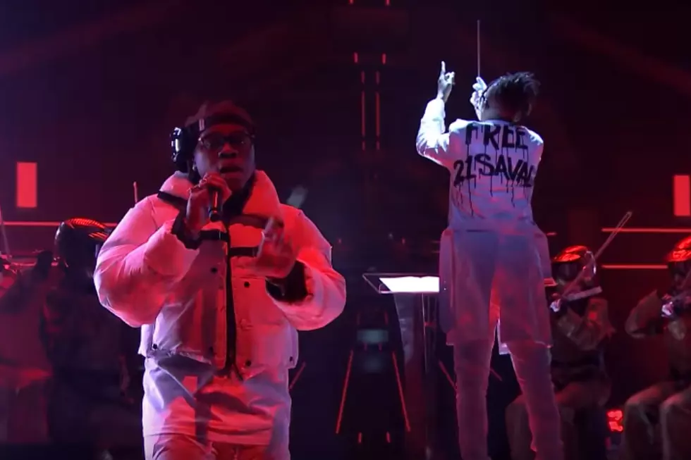 Metro Boomin Wears "Free 21 Savage" Coat During TV Performance