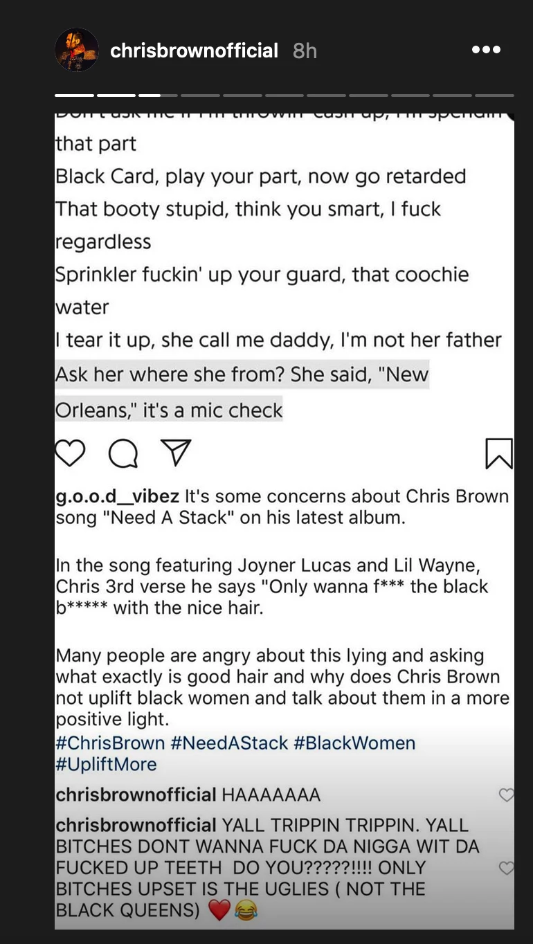 People Are Pissed At Chris Brown For Nice Hair Lyrics Xxl chris brown: give me directions, i do whatever you want (whatever you want) got a fifth of that hen' just to add to the fun (to add to the fun) you light it up while i'm breakin' you. chris brown for nice hair lyrics