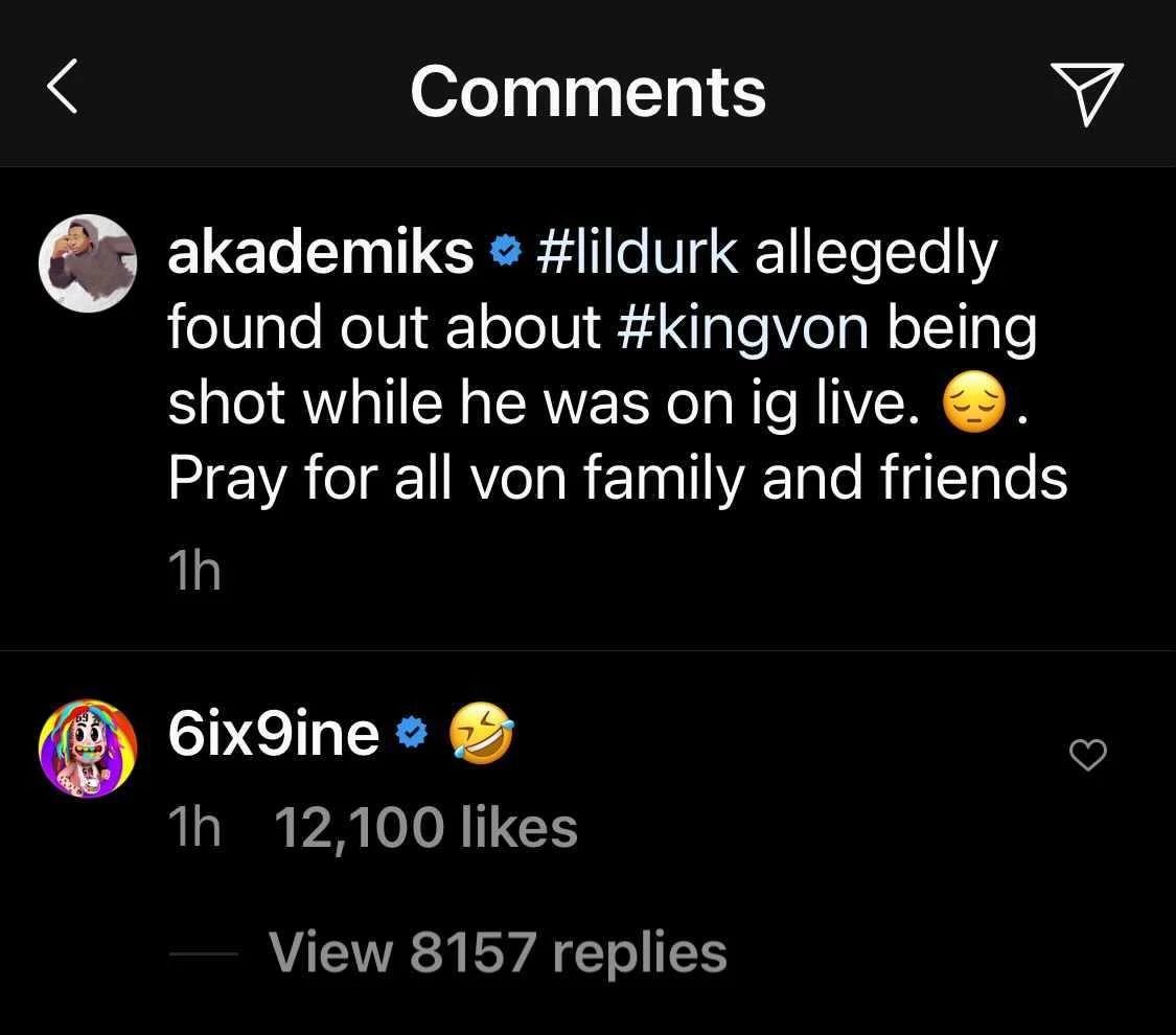 6ix9ine Laughs At Video Of Lil Durk Finding Out King Von Got Shot Xxl