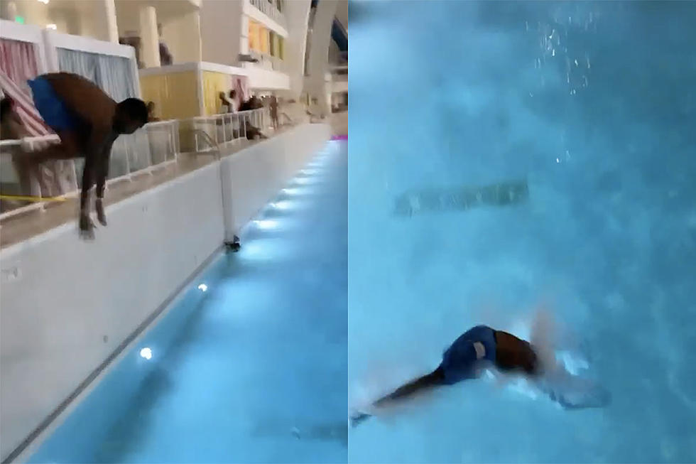 Meek Mill Attempts to Dive Into Swimming Pool, Hilariously Fails &#8211; Watch