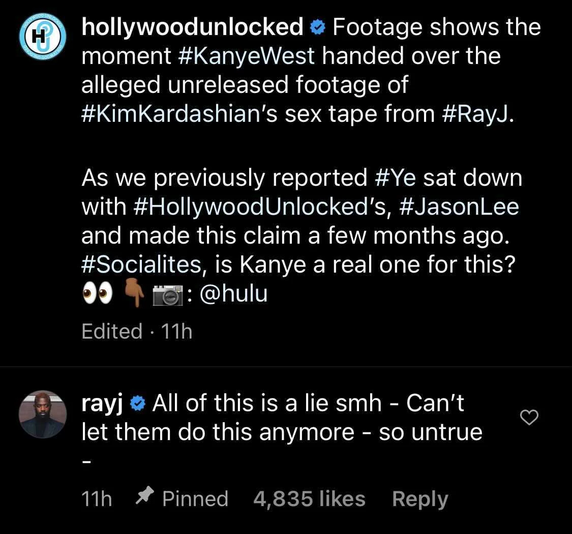 Ray J Says Video of Ye Giving Kim Remaining Sex Tape Is