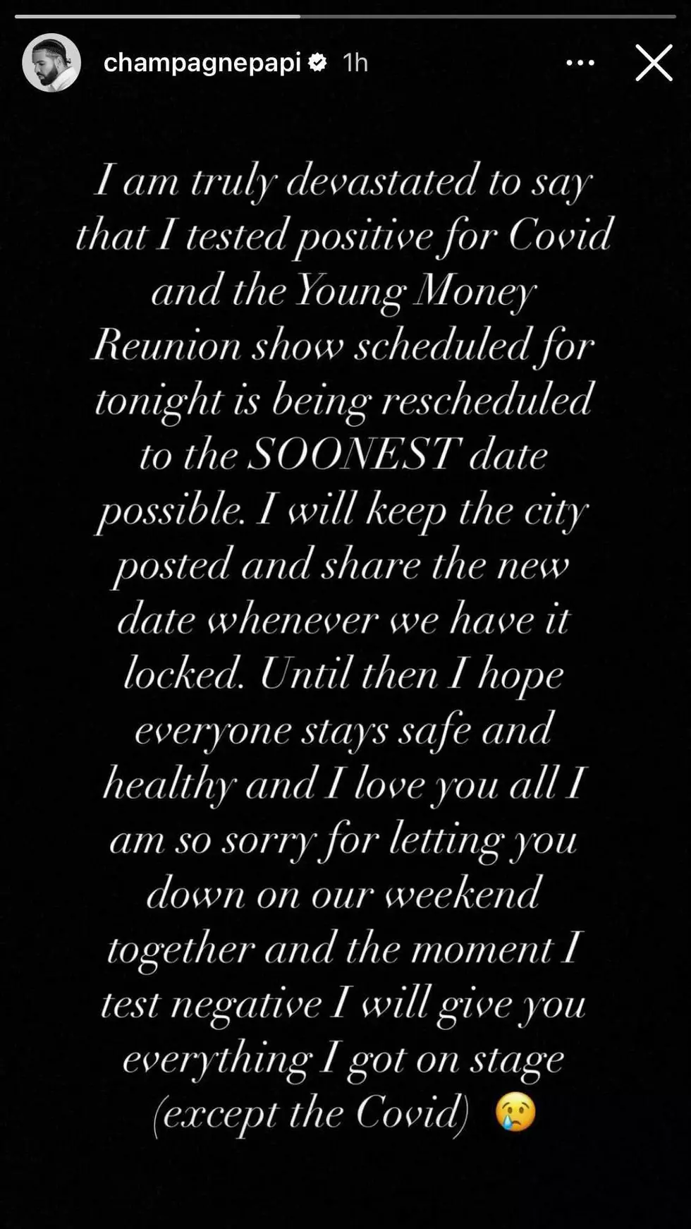 Drake cancels Young Money reunion after catching COVID