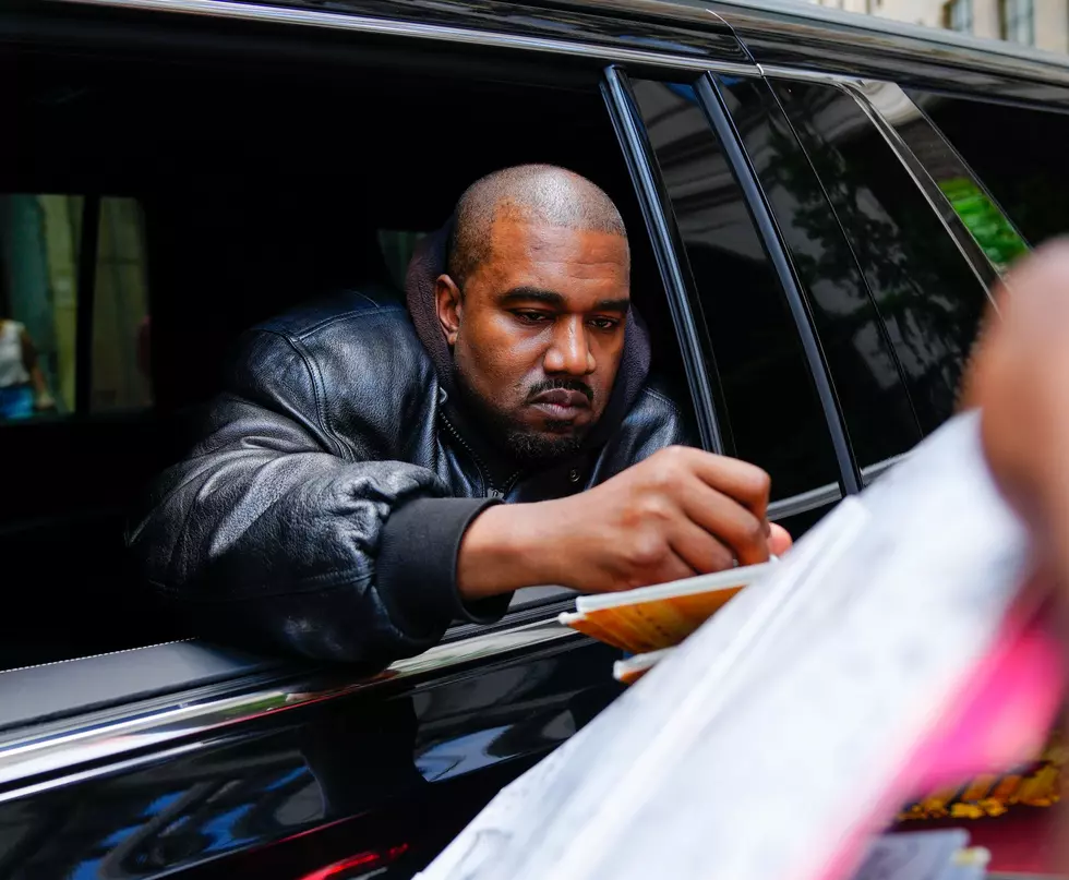 Kanye West arrives at the Balenciaga show on May 22, 2022 in New York City.