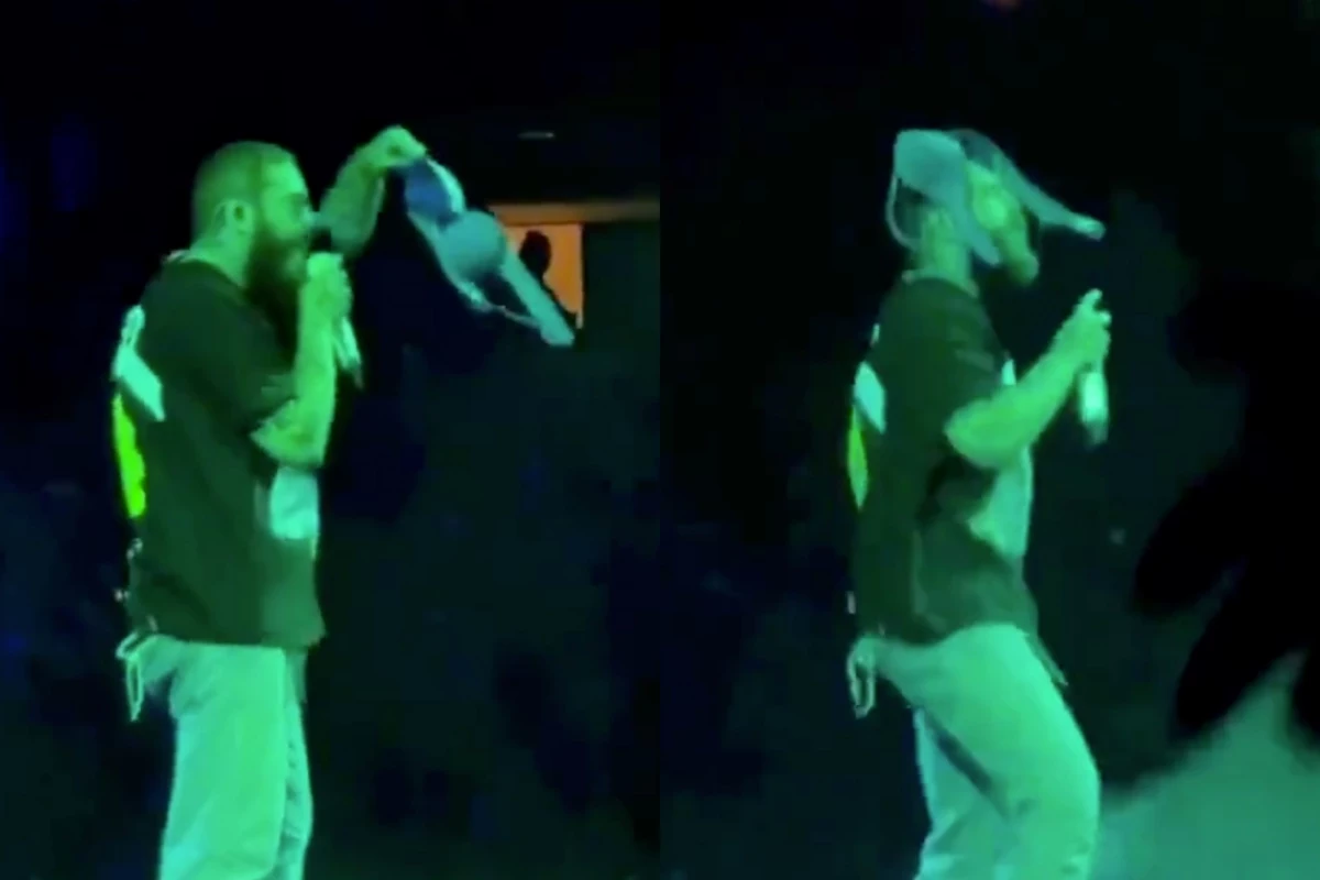 Post Malone Performs With Bra on His Head After Fan Throws It On - XXL