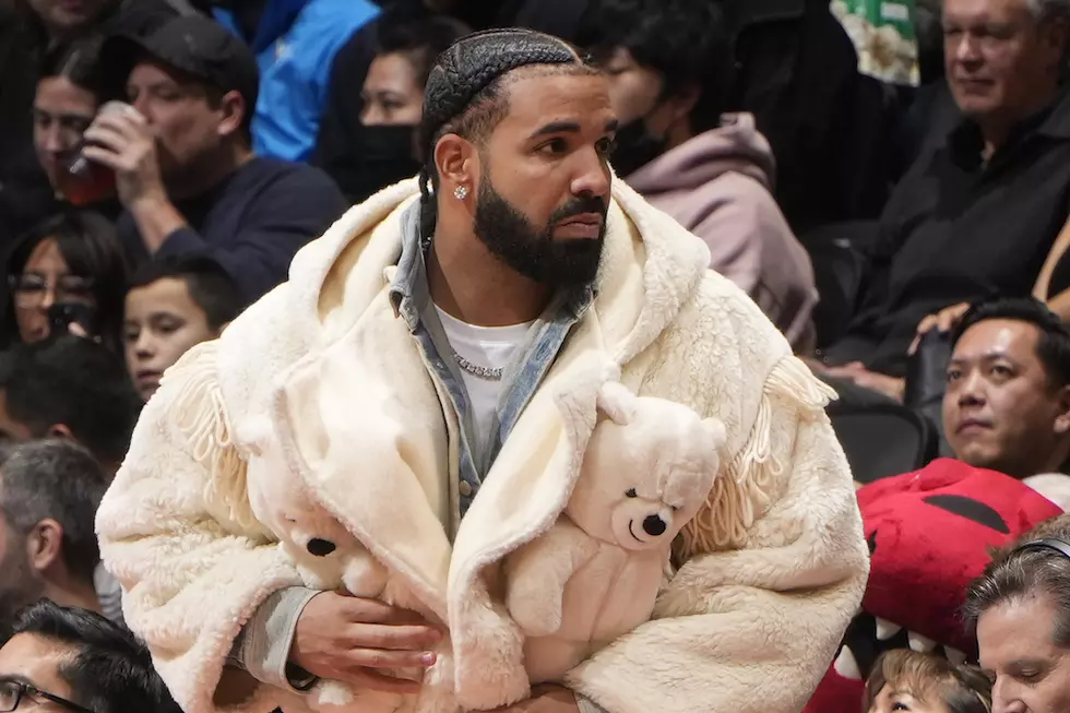Drake Causes a Stir With His Teddy Bear Coat at Toronto Raptors Game