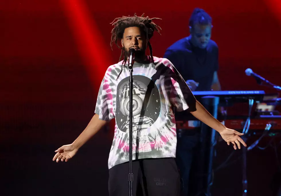 LAS VEGAS, NEVADA - SEPTEMBER 17: J. Cole performs during the 2021 iHeartRadio Music Festival at T-Mobile Arena on September 17, 2021 in Las Vegas, Nevada.