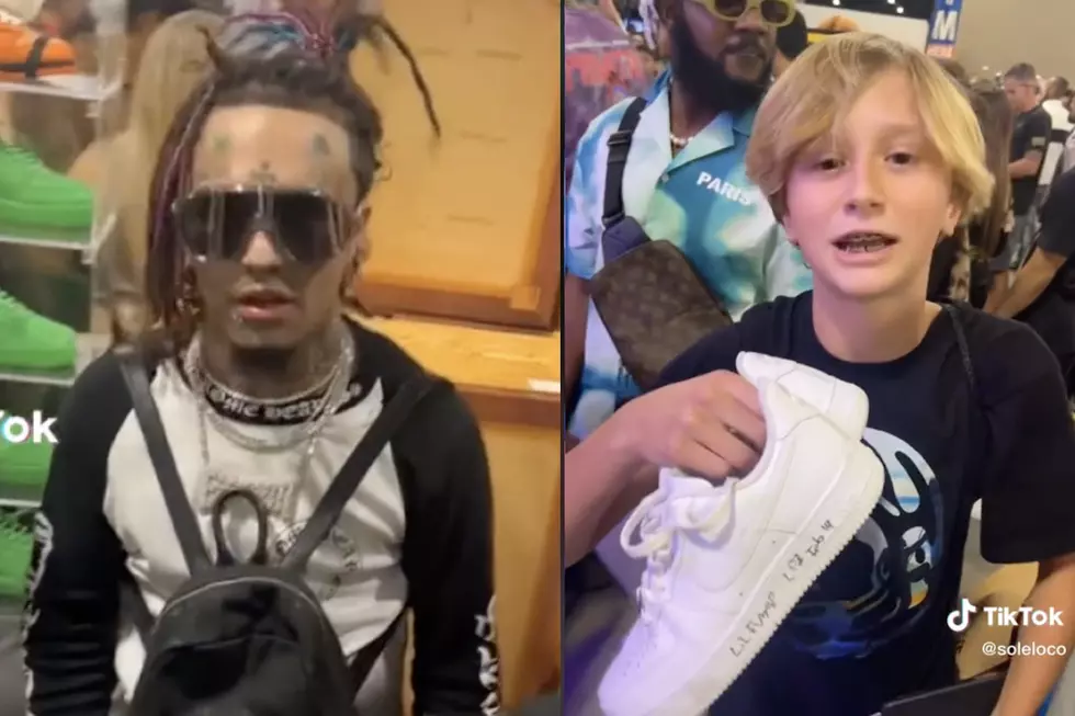 Lil Pump Gives Fan Shoes Off His Feet, Kid Tries to Sell Them