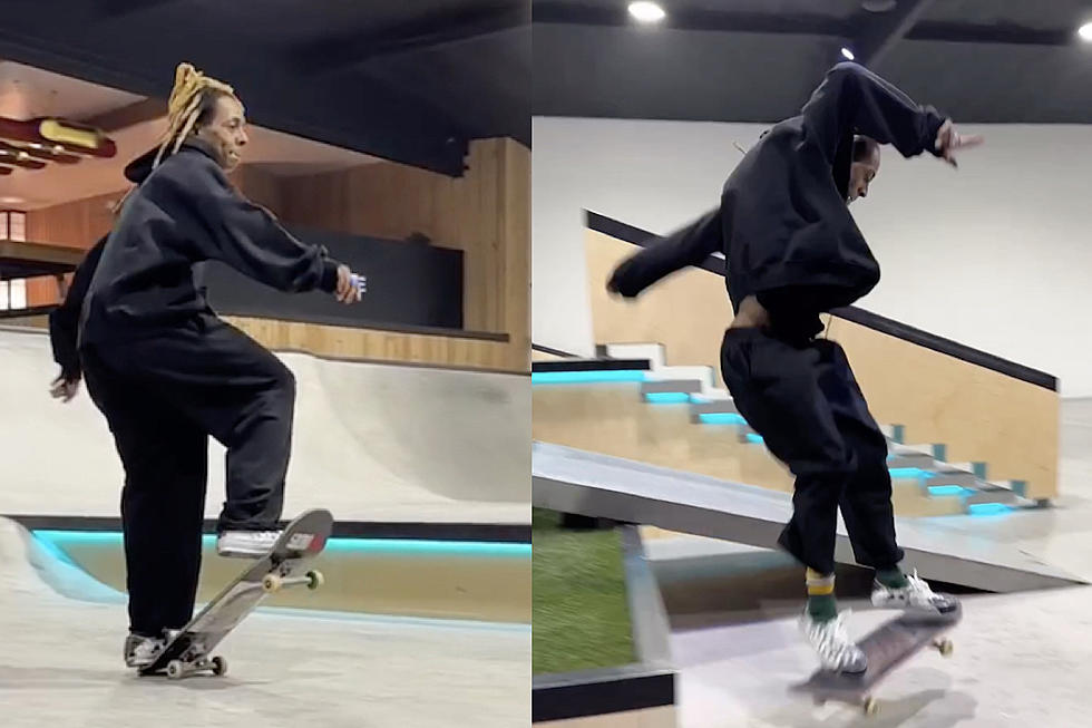 Lil Wayne Shows Off a Few Skateboarding Tricks