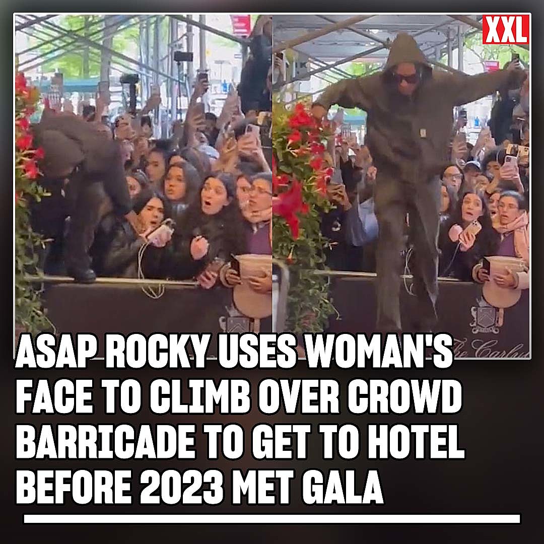ASAP Rocky Uses Woman's Face to Climb Over Crowd Barricade - XXL