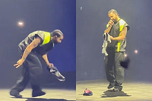 Drake Ducks for Cover After Crowd Throws Air Jordan Sneakers...