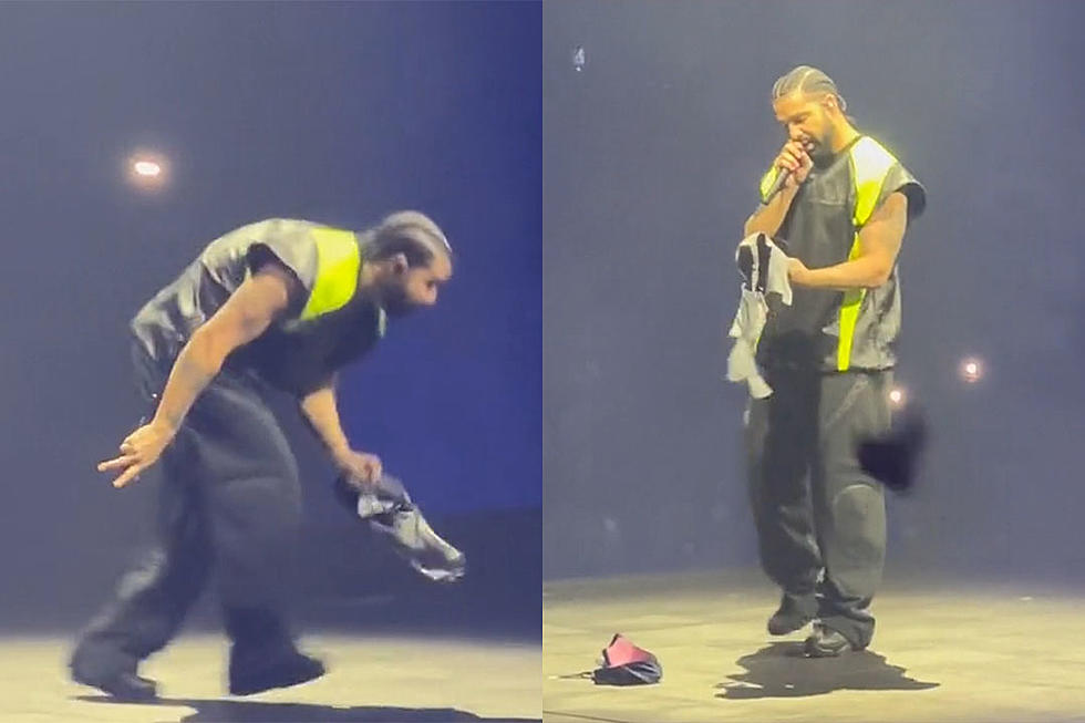 Drake Ducks for Cover After Crowd Throws Air Jordan Sneakers and Hats at Him During Performance