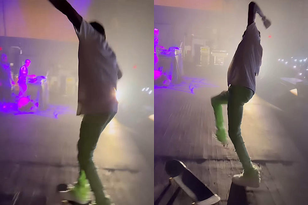 Soulja Boy Almost Falls Off Skateboard on Stage During Show, But Keeps Performing
